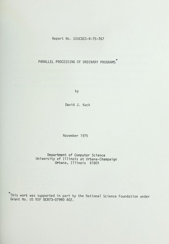 Parallel processing of ordinary programs