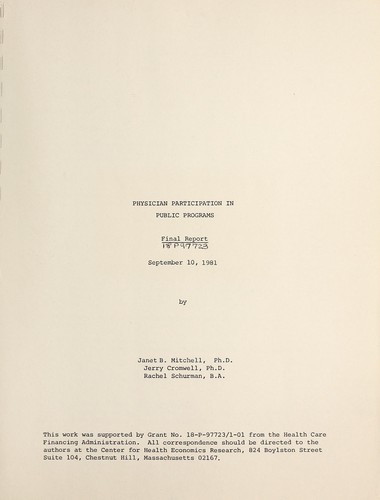 Physician participation in public programs