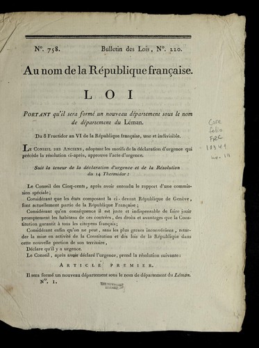 Loi portant qu'il sera forme  un nouveau de partement sous le nom de de partement du Le man by France cover