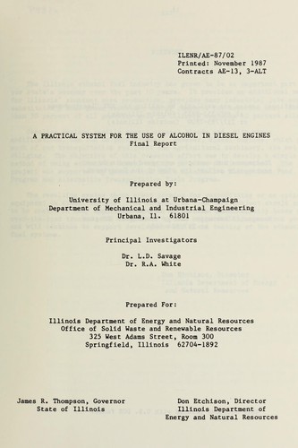 A Practical system for the use of alcohol in diesel engines