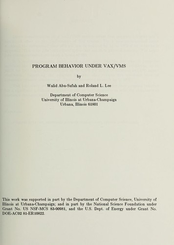 Program behavior under VAX/VMS