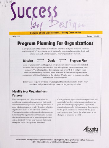 Program planning for organizations