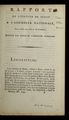 Rapport by Sedan (France) cover