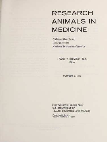 Research animals in medicine by National Conference on Research Animals in Medicine (1972 Washington, D.C.) cover