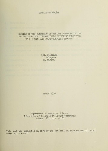 Results of the synthesis of optimal networks of AND and OR gates for four-variable switching functions by a branch-and-bound computer program