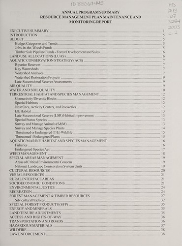 Salem District annual program summary