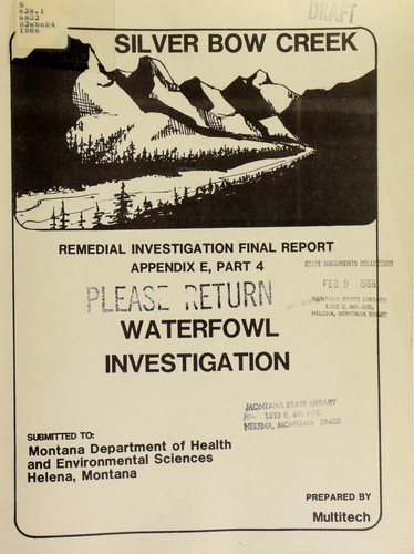 Silver Bow Creek remedial investigation draft final report