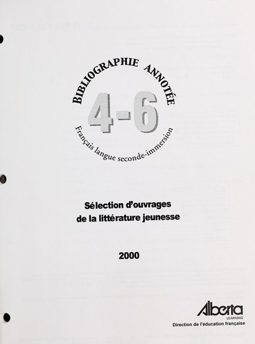 Sélection d'ouvrages de la littérature jeunesse by Alberta. Alberta Learning. Direction de l'éducation française cover