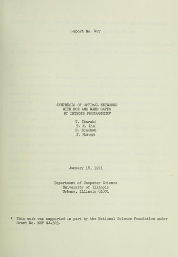 Synthesis of optimal networks with NOR and NAND gates by integer programming