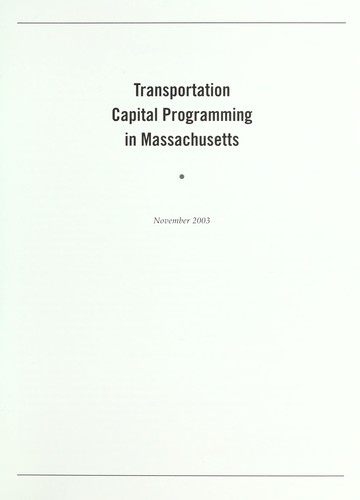 Transportation capital programming in Massachusetts by Boston Foundation cover