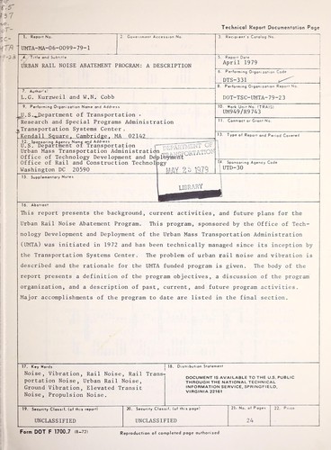 Urban Rail Noise Abatement Program