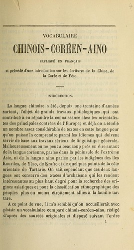Vocabulaire Chinois-Coréen-Aino