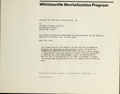 Whitinsville revitalization program
