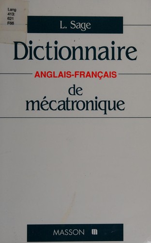 Dictionnaire de mécatronique by Laurent Sage cover