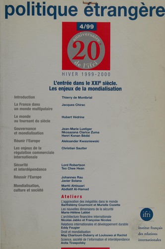 L'entrée dans le XXIe siècle by Institut français des relations internationales cover