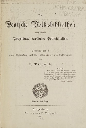 Die deutsche Volksbibliothek by Ludwig Wiegand cover