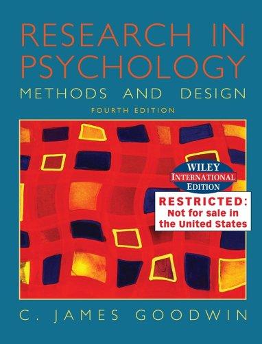 Research in psychology by C. James Goodwin cover