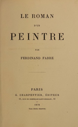 Le roman d'un peintre by Ferdinand Fabre cover