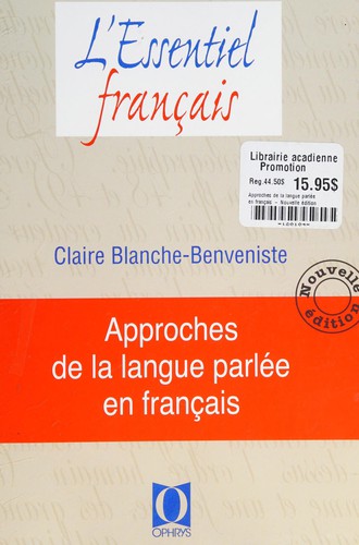 Approches de la langue parlée by Claire Blanche-Benveniste cover