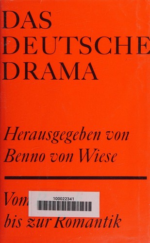 Das Deutsche Drama vom Barock bis zur Romantik (Das Deutsche Drama, Volume 1) by Herausgegeben von Benno von Wiese cover