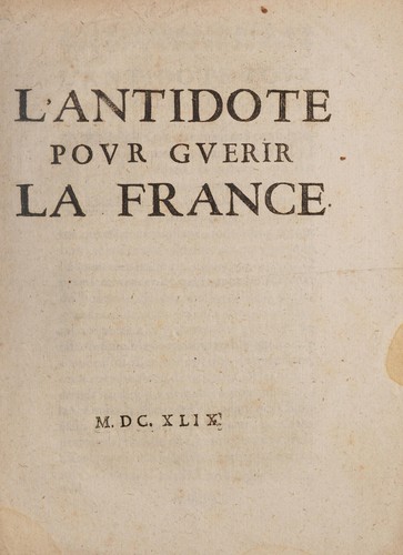 L'Antidote povr gverir la France by  cover