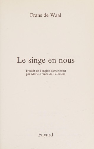 Singe en nous by Frans De Waal cover