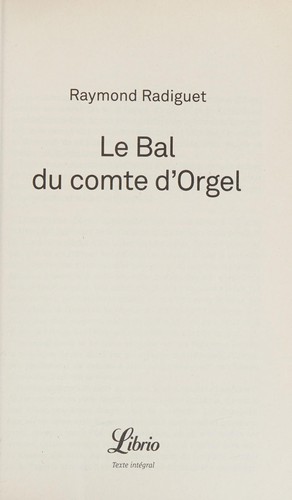 Le bal du comte d'orgel by Raymond Radiguet cover