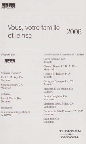 Vous, votre famille et le fisc, 2006