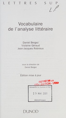 Vocabulaire de l'analyse littéraire
