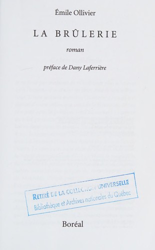 La brûlerie by Émile Ollivier cover