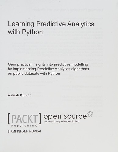 Learning Predictive Analytics with Python