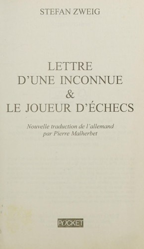 Lettre d'une inconnue by Pierre Malherbet cover