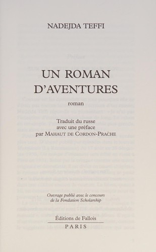 Un roman d'aventures by Nadežda Aleksandrovna Tèffi cover