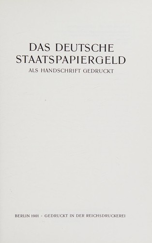 Das deutsche Staatspapiergeld by  cover