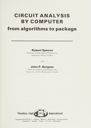 Circuit analysis by computer from Algorithms to package by Spence, Robert cover
