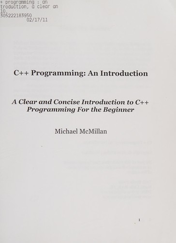 C++ programming : an introduction