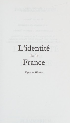L' identité de la France by Fernand Braudel cover