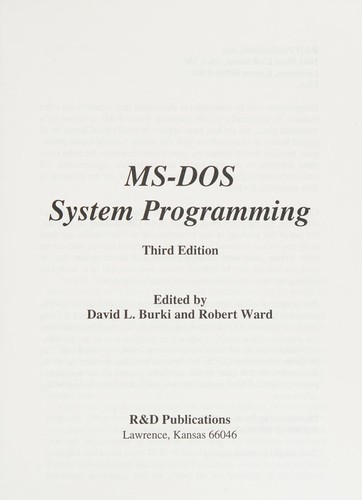 MS-DOS system programming