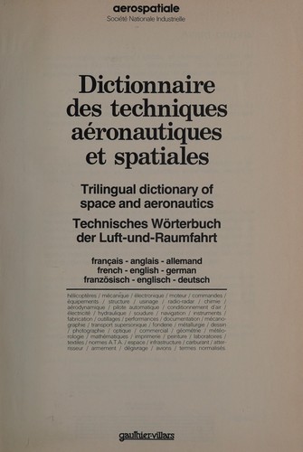 Dictionnaire des techniques aéronautiques et spatiales by  cover