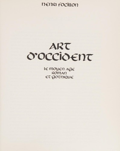 Art d'Occident by Henri Focillon cover