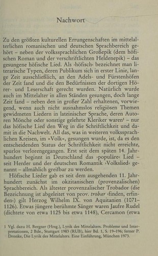 Früheste deutsche Lieddichtung by Horst Brunner cover
