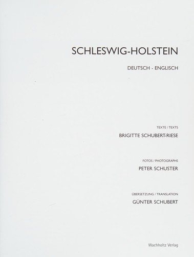 Schleswig-Holstein by Brigitte Schubert-Riese, Peter Schuster, Günter Schubert cover