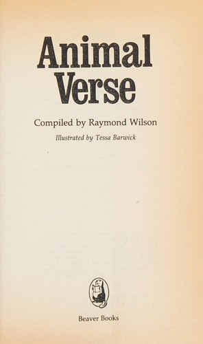 Animal verse by Raymond Wilson, Tessa Barwick cover