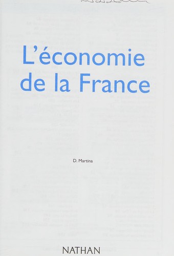 L'économie de la France by D. Martina cover