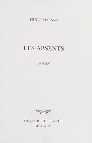 Les absents by Hugo Marsan cover