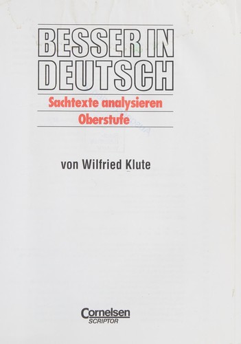 Besser in Deutsch by Wilfried Klute cover