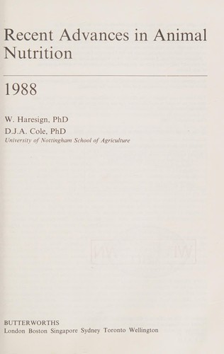 Recent Adv Animal Nutr (Recent Advances in Animal Nutrition)
