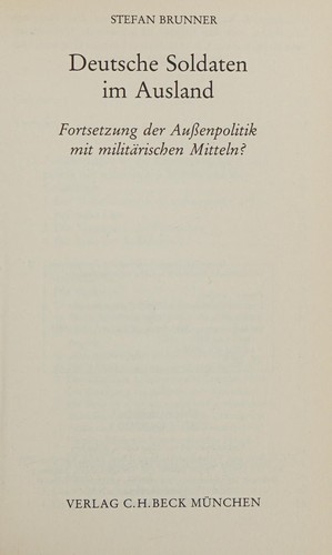 Deutsche Soldaten im Ausland by Stefan Brunner cover