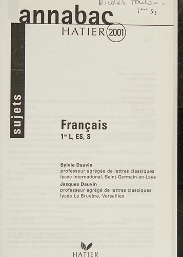 Français, 1re L, ES, S by  cover