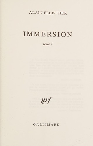 Immersion by Alain Fleischer cover